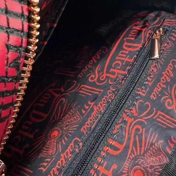 VON DUTCH Red and Black Plaid Mini Bowling Bag - Picture 9 of 11